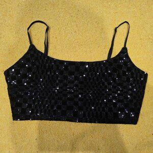 Black Checkered Sequin Top - Large